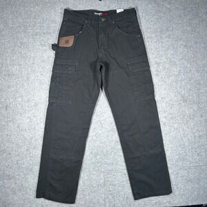 Wrangler cargo pants Mens 31x32 Black Riggs Workwear Ripstop Carpenter Utility
